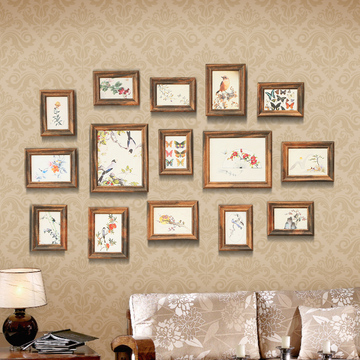 欧式复合实木照片墙 相片墙复古经典创意相框组合照片墙家居卧室