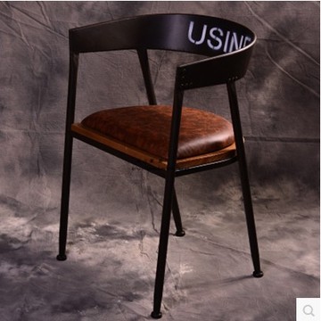 美式铁艺餐椅高档沙发椅休闲椅做旧复古吧台咖啡店椅电脑椅圈椅