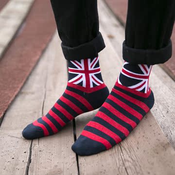 个性男士欧美风国旗袜 创意星星条纹男袜 秋冬棉线袜 中筒长袜潮
