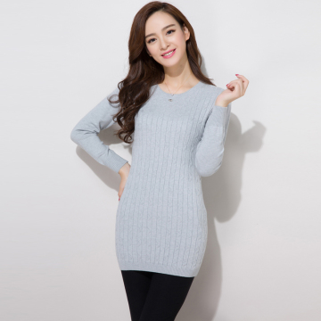 2015秋冬女士新款毛衣 韩版中长款纯色修身100%羊绒衫圆领打底衫