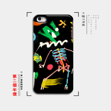 原创小米苹果iphone5s6s6plus炫彩随意画磨砂光面手机壳来图定制