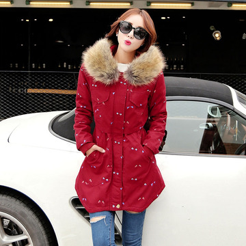 棉衣女2015冬装新款韩版加绒加厚羊羔毛棉袄中长款大码休闲外套潮