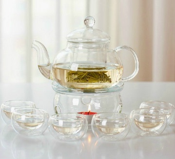 功夫茶具套组经典花茶壶可加热泡茶壶整套花草茶具耐热玻璃壶