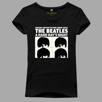 weiwei潮修身韩版纯棉大领女款短袖T恤摇滚乐队Beatles披头士1