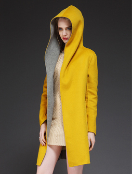 2015秋冬女装新款 MONKLTER蒙克雷特 中长两穿双面山羊绒大衣外套