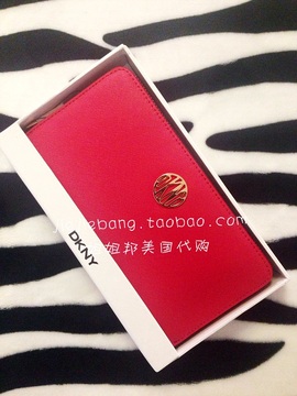 美国代购 DKNY 长款十字纹牛皮拉链钱包 北京现货