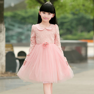 2015新款童装公主裙女童连衣裙儿童长袖裙子女孩子表演纱裙秋装裙