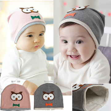 韩国版猫头鹰新生儿童帽子婴儿帽子宝宝帽子春秋季套头帽布帽童帽