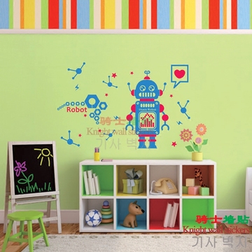 音乐机器人卡通科技墙贴纸儿童房间装饰贴画幼儿园早教墙壁包邮
