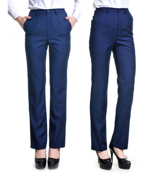 新款中国移动工作服西装裤OL女装直筒正装裤蓝色长裤职业裤上班裤