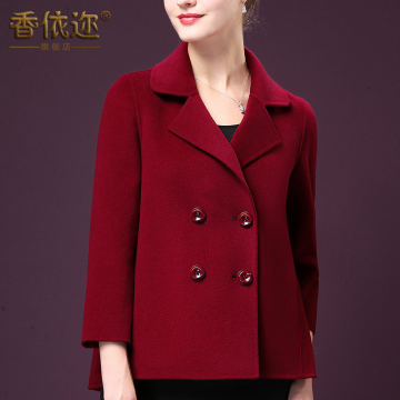2016秋冬新款韩版女装纯手工双面羊毛大衣女短款羊毛呢外套加厚