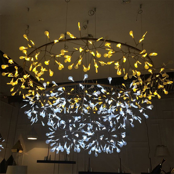 后现代简约客厅餐厅个性吊灯北欧创意萤火虫吊灯艺术树枝叶子吊灯