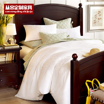 从容定制家具 床 美式家具深桃花芯色 实木床 两规格可选全屋定制