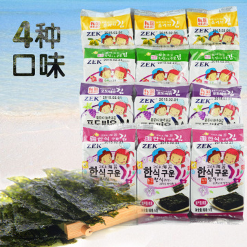 12件包邮ZEK进口零食 儿童海苔韩国 宝宝紫菜即食脆片原味凤仙花