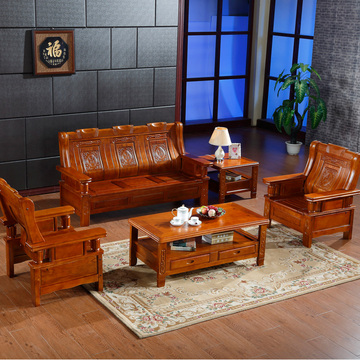 特价中式实木沙发组合沙发 现代客厅沙发香樟木椿木沙发木质沙发