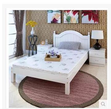 特价白色床实木床单人床松木床单人床双人床 1.35米 1.5米订做床