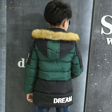 中大男童加厚连帽棉衣 2015冬季新款儿童保暖棉服韩版中长款棉袄