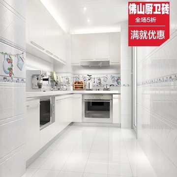 促销白色厨房釉面内墙瓷砖300 450卫生间瓷片 厕所浴室防滑地板砖