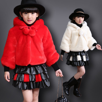 童装女童冬装2015新款韩版儿童宝宝加厚套装冬季仿皮草两件套裙子