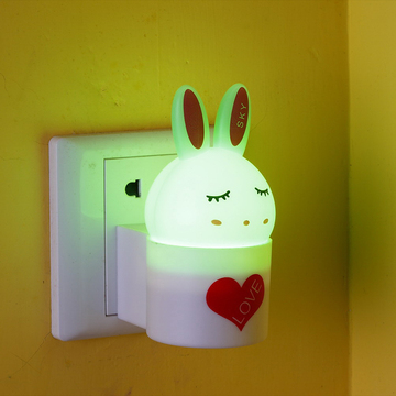 LED创意光控感应墙壁插电节能灯宝宝灯具睡觉灯 床头兔子小夜灯