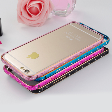 苹果6手机壳 iphone6/6S手机保护套4.7奢华水晶钻石金属边框潮女