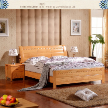 全实木床1.8双人床实木床橡木1.5米高箱储物环保床 厂家直销包邮