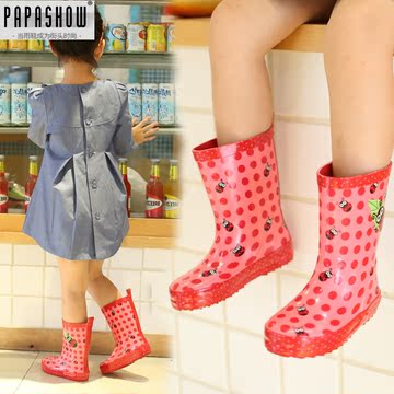 PAPASHOW时尚儿童雨鞋女童水鞋雨靴橡胶套鞋女宝宝中小童防滑雨鞋