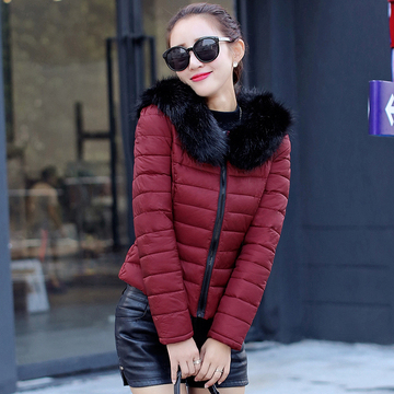 2015冬季新款棉衣女短款修身羽绒棉服韩版小棉袄加厚外套带毛领潮