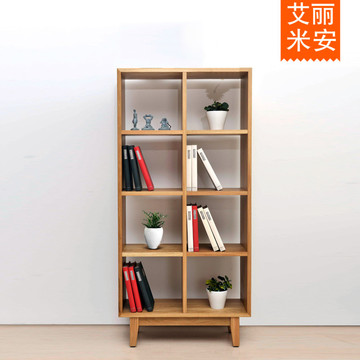 白橡木原木高低组合方格书架不带门新品实木书柜书架置物架置物柜