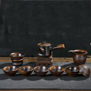 柴烧粗陶茶具全手工 制作日式禅意仿古陶瓷功夫茶具套装特价