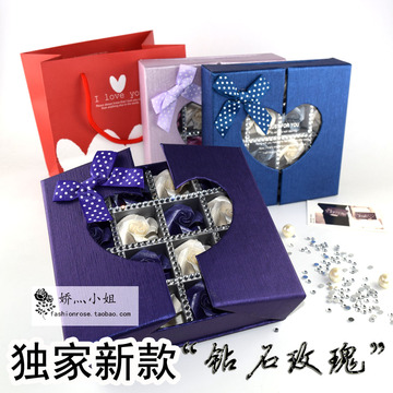 16朵手工川崎折纸玫瑰花钻石玫瑰成品礼盒纸花材料创意生日礼物