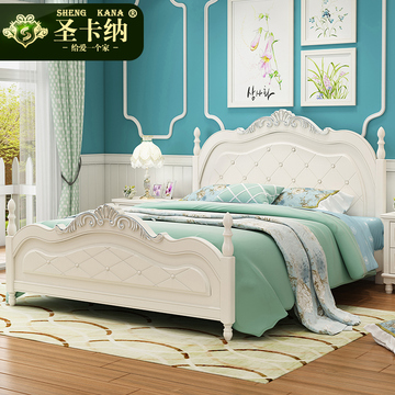圣卡纳韩式田园床 公主床 实木床 双人床 欧式床 橡木床1.8米婚床