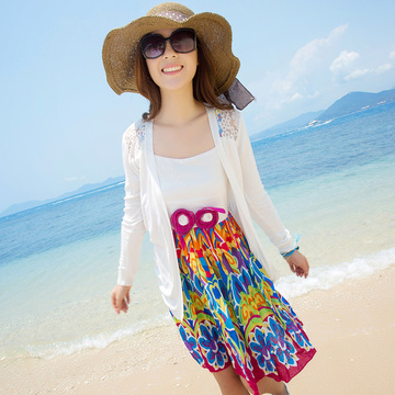 2015 夏季新品吊带拼接民族风短款甜美可爱度假沙滩连衣裙