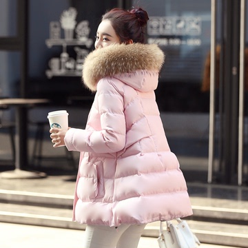 2015冬装新款女装超大貉子毛领中长款羽绒服加厚娃娃款羽绒衣斗篷