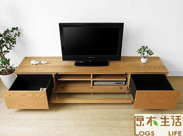 北欧现代电视柜实木茶几组合橡木视听柜日式简约影视柜带抽屉地柜