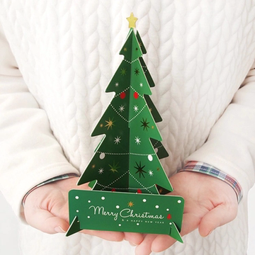 韩国 生日祝福 节日贺卡明信片 圣诞树 立体 3D 满30个包邮