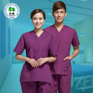手术衣短袖隔离衣刷手服洗手衣医生护士服紫绿蓝色分体套装春夏季
