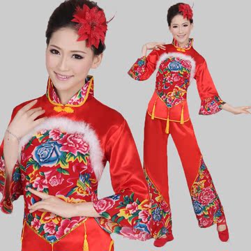 民族扇子舞蹈服装新款古典开门红秧歌服装女现代舞蹈广场舞民族风