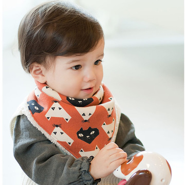 冬季新款韩版儿童三角巾 加绒保暖男女童口水巾 宝宝围嘴围兜