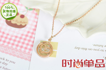 韩版时尚爱心镀18K玫瑰金项链女 钛钢饰品 时尚饰品 生日礼物