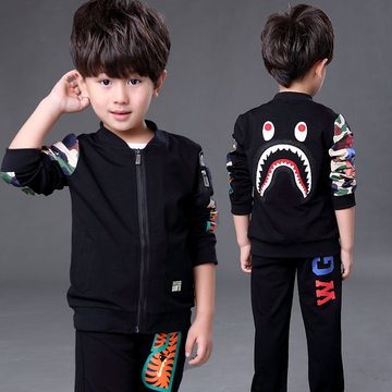 童装男童2015新款春秋套装儿童卡通长袖开衫中大童韩版两件套 酷