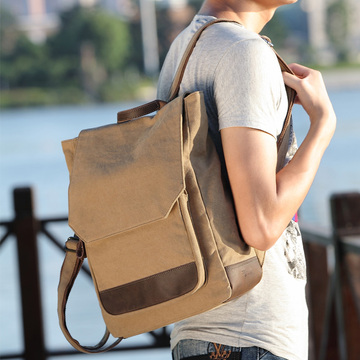 新潮代韩版双肩包男士背包 帆布电脑包旅行包 学生书包休闲旅游包