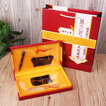 林巧匠牛角梳礼盒套装5件套LH5-045教师节中秋生日礼物结婚礼品