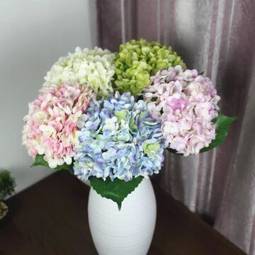 高档绣球花仿真花单支客厅餐桌摆设装饰花假花绢花粉色白色蓝紫