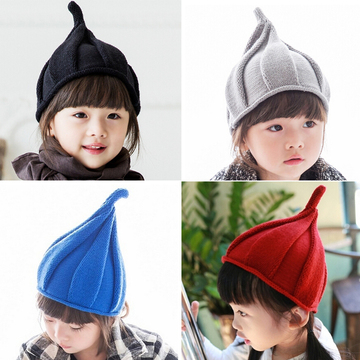 儿童帽子宝宝帽子婴儿帽子秋冬宝宝毛线帽儿童针织帽尖角帽巫师帽