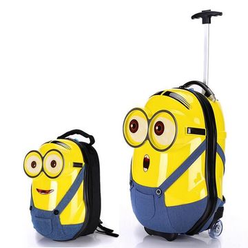 小黄人儿童拉杆箱3D立体ABS背包卡通行李箱子母箱高级拉杆书包
