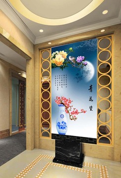 3d立体大型壁画自粘墙纸客厅玄关过道走廊电视背景墙壁纸 青花瓷