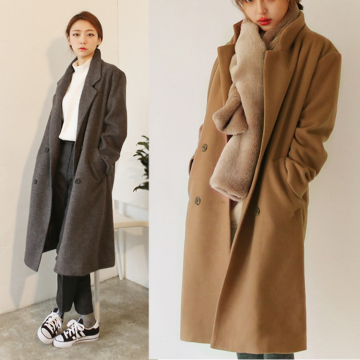 2015秋冬季新女装大码韩版中长款加厚茧型毛呢外套女羊绒呢子大衣