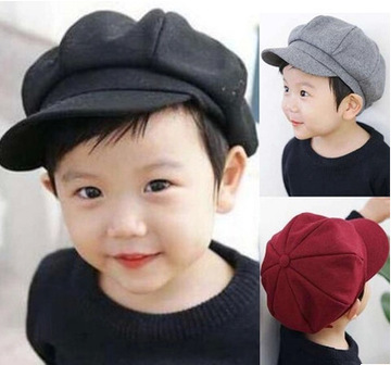 贝雷帽春秋帽子韩国女宝宝八角 小孩女童鸭舌呢帽儿童新款 男童帽