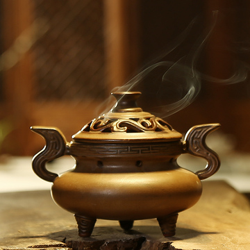 如意盘香炉陶瓷熏香炉传统复古檀香炉 檀香香薰炉古典香道摆件